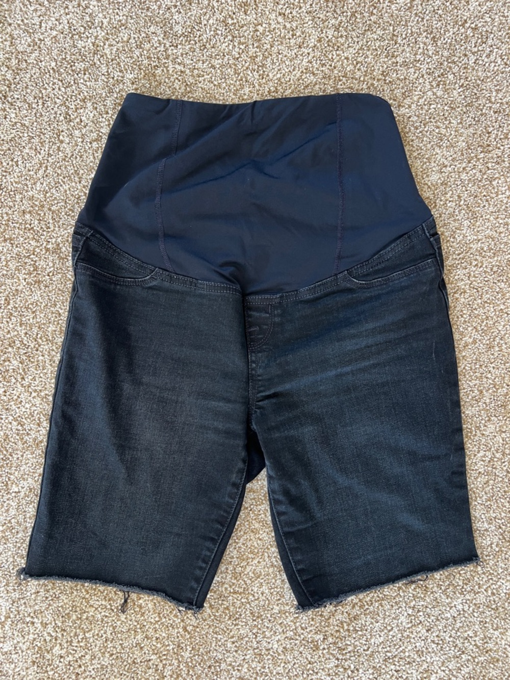 Black Maternity Denim Bermuda Shorts with Stretch Panel
